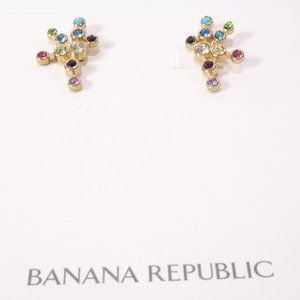 Banana Republic Mulit Gem Crystal Metallic Burst Stud Earrings NWT 39